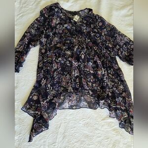 Lane Bryant Navy Floral Blouse